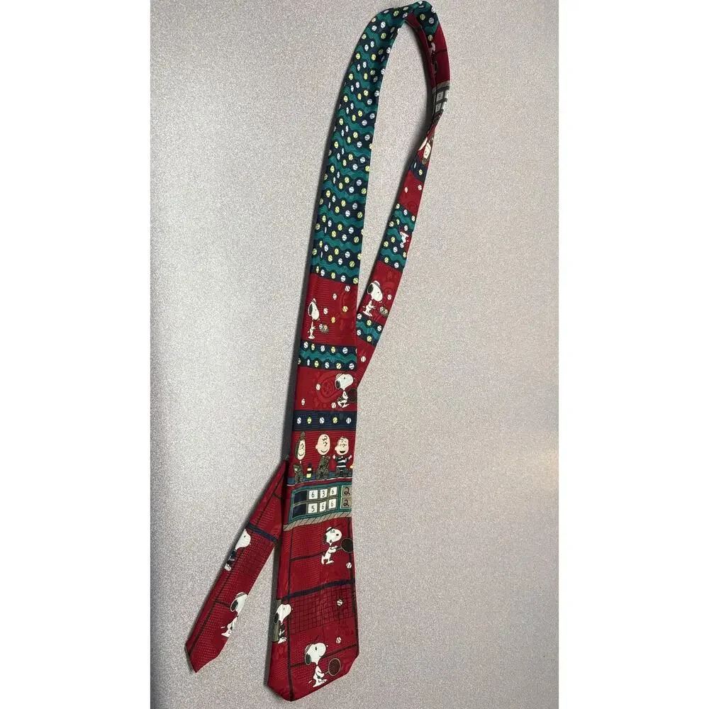 Snoopy Peanuts Tennis Tie Red Charlie Brown Woodstock Novelty